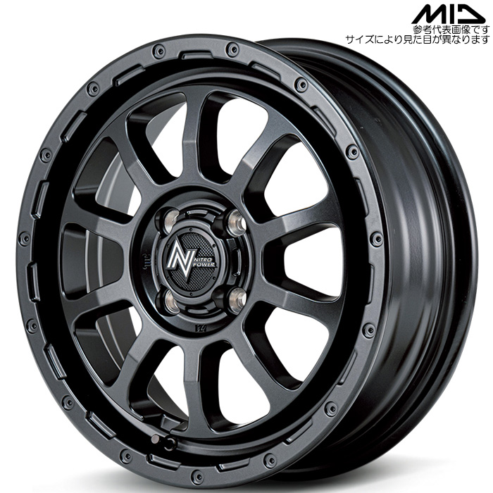マルカサービス - MID NITRO POWER M10 PERSHING BARREL BLACK EDITION 1本 14×4.5J+45 4H 100 φ67.1 軽鉄道車両総体 バレル黒いこと 自動車-アルミホイール