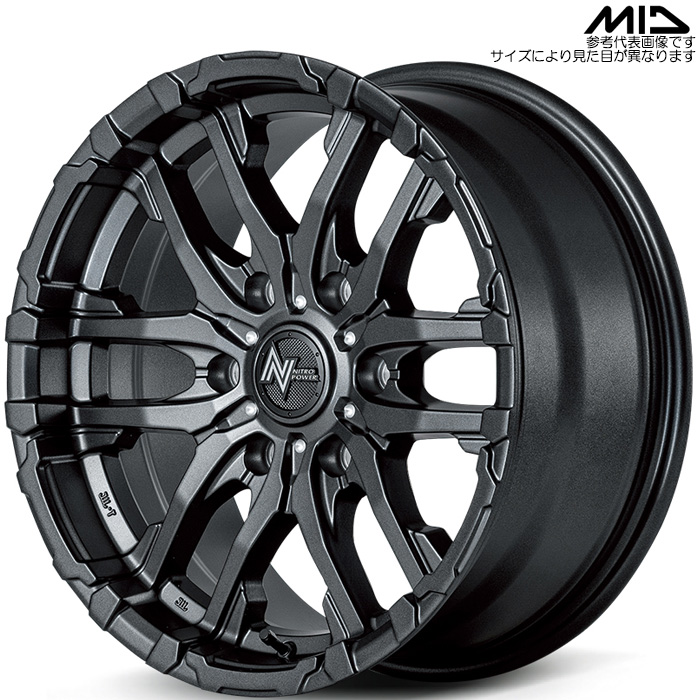 MID NITRO POWER M26 CROSSFANG 4本 17×8.0J+20 6H 139.7 φ106.1 バレルブラック/ドリルド