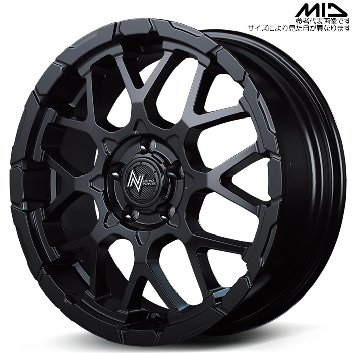 MID NITRO POWER M28 バレット S 1本 18×7.0J+42 5H 114.3 φ73.1 セミグロスブラック : midwheel m28bullets 20 : カーピットアイドル