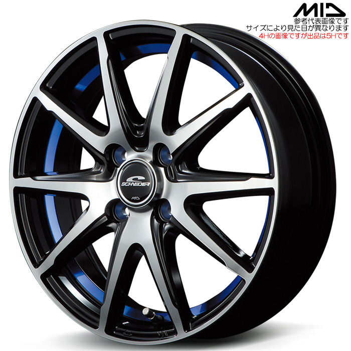 MID RX-02 4本 18×7.0J+48 5H 114.3 φ73.1 ブラックポリッシュ/アンダーカットブルー