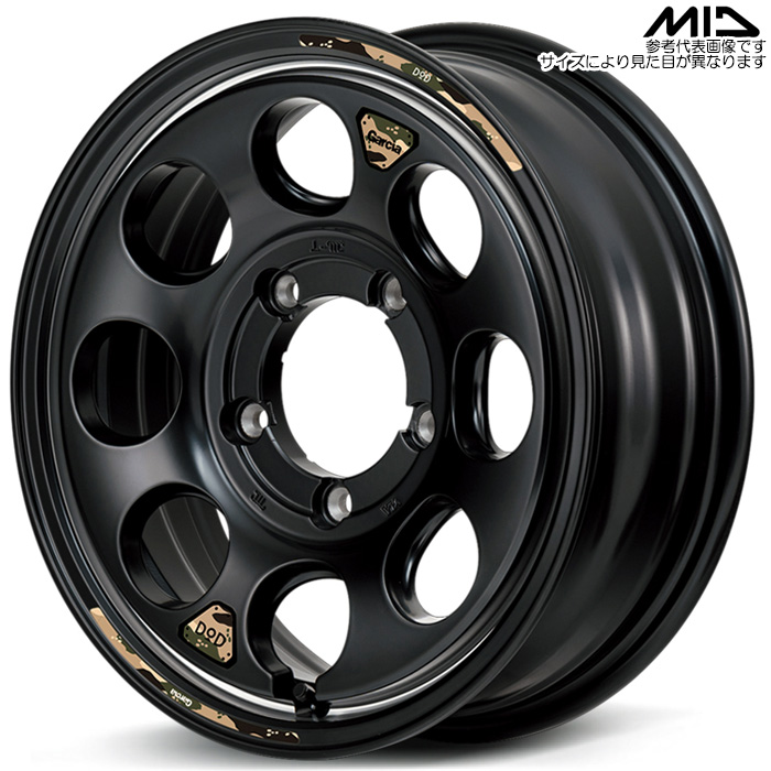 MID ウシャリン セミグロスブラック 4本 16×6.0J-5 5H 139.7 φ108.8 セミグロスブラック/リムヴァーレイポリッシュ マルカサービス アルミホイール