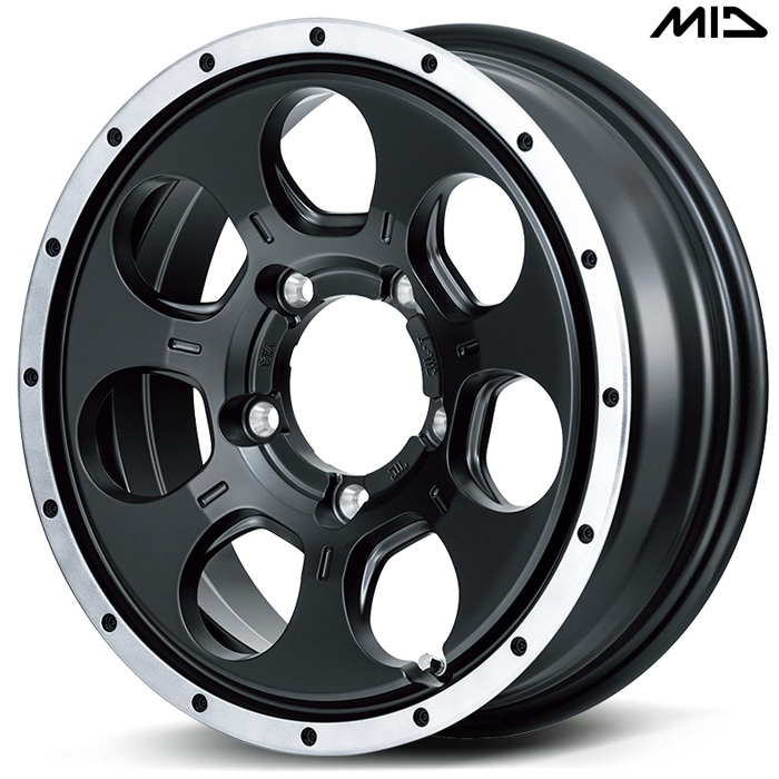 MID ROADMAX WO 7 4本 16×5.5J+22 5H 139.7 φ108.8 ジムニー JB23W JB64W セミグロスブラック/フランジDC : midwheel wo7 4p 6 : カーピットアイドル