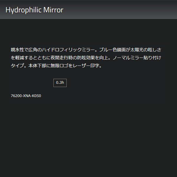 無限 ハイドロフィリックミラー S660 JW5 H27/4〜 mugen 76200-XNA-K0S0 | 無限 | 02