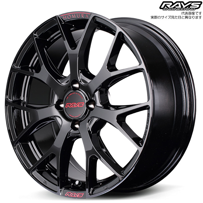 レイズ 2x7FT SPEC-M (B8J) 1本 17×7.0J+34 4H 98 φ65 アバルト500 アバルト595 等 RAYS HOMURA グロッシーブラック/RAP(レッドクリアー) | RAYS