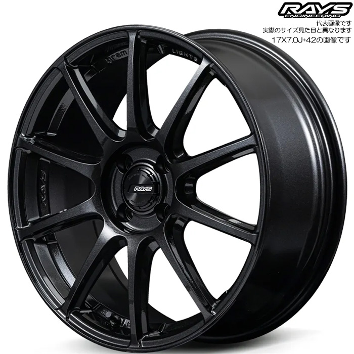 ���C�Y 57TR (6XZ) 1�{ 17×7.5J+48 4H 100 ��65 RAYS gram LIGHTS �O���X�u���b�N