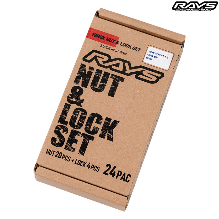 レイズ 19HEX L33 14X1.5 6H ロックナットセット ブラック 6ホール用(通常ナット20個 ロック4個 計24個入り) 74081000006BK｜カーピットアイドル