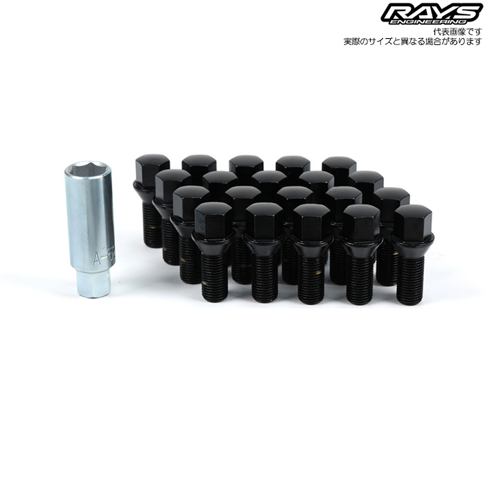 レイズ No.4 BOLT&ADAPTER 20P SET M14x1.5 26mm ブラック 車種専用パーツセット ボルト1台分セット 61010000004BK｜カーピットアイドル