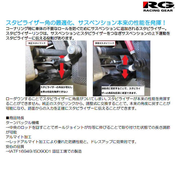 RACING GEAR RG 調整式スタビライザーリンク ヴィッツ NCP13