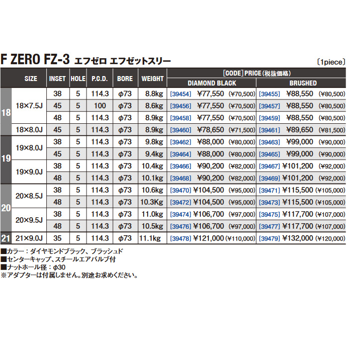 WEDS F-ZERO FZ-3 ブラッシュド 4本 ウェッズ ホイール F ZERO FZ3 4本 BRUSHED<br> 39479｜web-carshop｜03