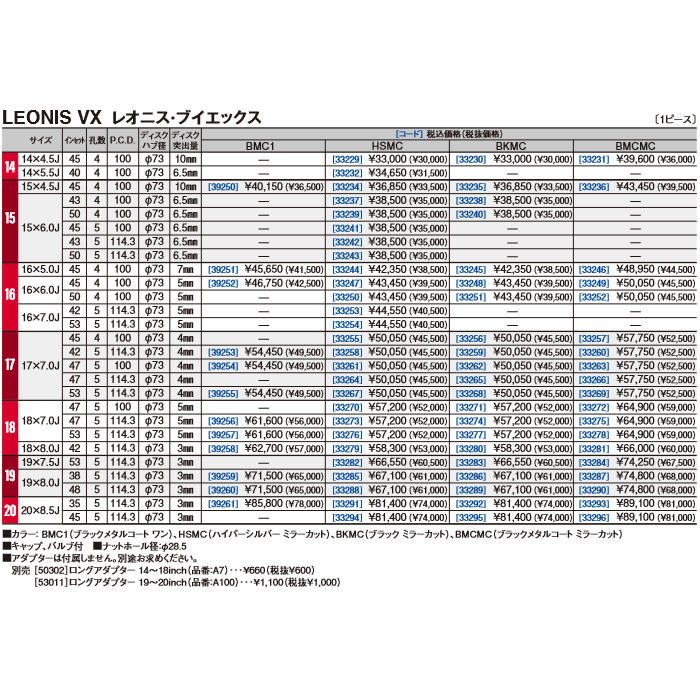 WEDS レオニス VX BKMC 2本 17X7.0J+47 5H 100 φ73 ウェッズ ホイール LEONIS VX ブラックミラーカット 33262｜web-carshop｜04