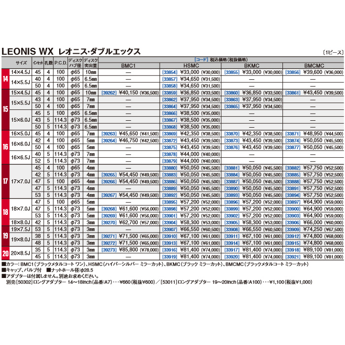 WEDS レオニス WX BMC1 4本 ×5.0J+ 4H  ウェッズ ホイール