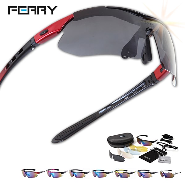 サングラス 偏光レンズ スポーツ サングラス FERRY 専用交換レンズ5枚 ユニセックス 7カラー スポーツグラス スポーツ用 度付き アイウェア | 
