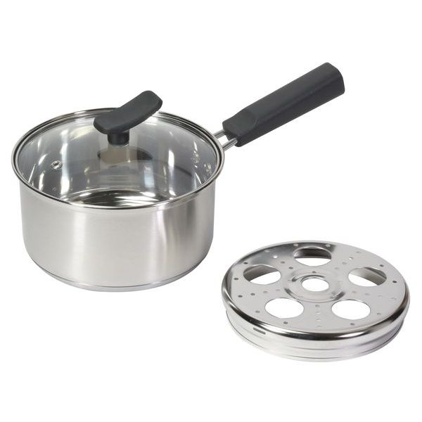 まとめ得 チーノ ステンレス製3層底ガラス蓋付片手鍋16cm（目皿付） x [6個] /m : mb 20599 m : WEB TWOHAN in