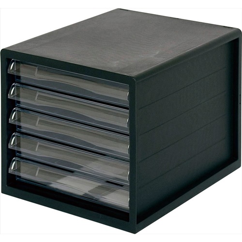 まとめ得 ナカバヤシ Ａ４レターケース一体／浅５段／ブラック A4E-05B x [3個] /t