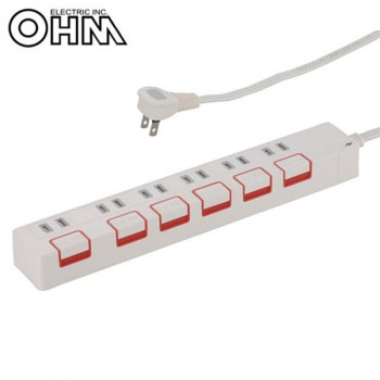 Yahoo! Yahoo!ショッピング(ヤフー ショッピング)OHM 雷ガード＆個別押しボタンスイッチ付き 節電タップ 6個口 1.5m HS-K1189W /a