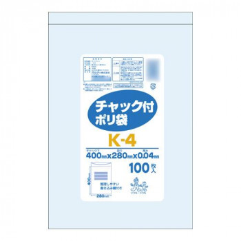 オルディ チャック付ポリ袋K 4 透明100P×15冊 207001 /a :a1 1513843:WEB TWOHAN in