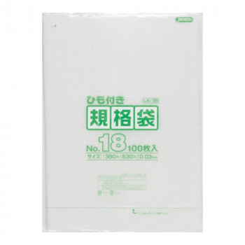 ジャパックス LD規格袋 厚み0.030mm No.18 ひも付き 透明 100枚×5冊×3箱 LK18 /a