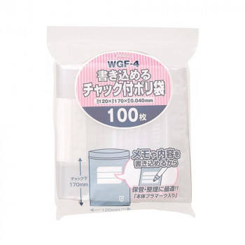 ジャパックス 書き込めるチャック付ポリ袋 透明 100枚×60冊 WGF 4 /a :a1 1556791:WEB TWOHAN in