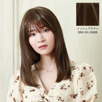 プリシラ BEAUTE 総手植え六分ウィッグ ストレートロング 人毛ミックス メッシュブラウン BRB 101 ZMBR /a : aa 1797054 : WEB TWOHAN in