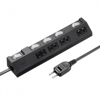 Yahoo! Yahoo!ショッピング(ヤフー ショッピング)サンワサプライ 節電タップ 2P 4個口 1m ブラック TAP-S29-1BK /a