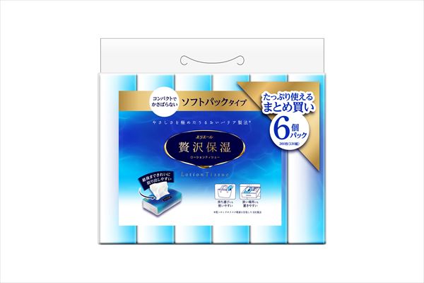 まとめ得 エリエ―ルぜい沢保湿ソフトパックティシュ―１３０Ｗ６Ｐ 大王製紙 ティッシュ  x [2個] /h | 