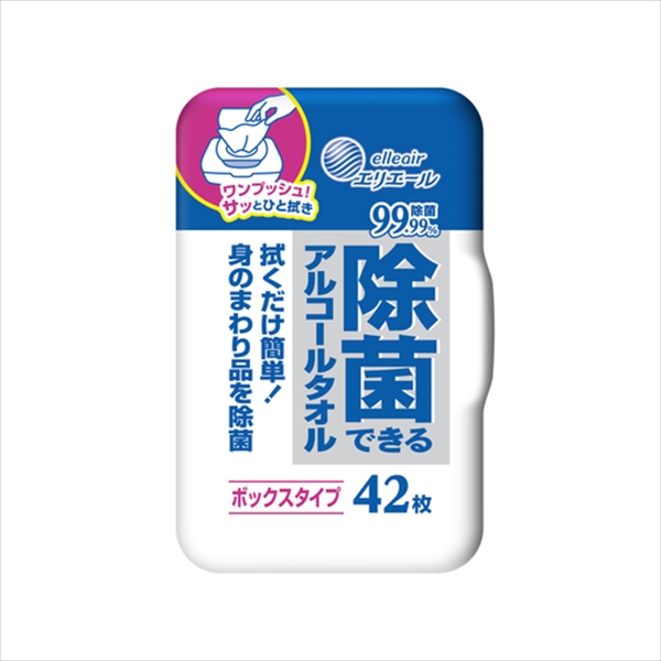 まとめ得 エリエール除菌できるアルコールタオルボックス本体４２枚 　 大王製紙  　 ウェットティッシュ  x [10個] /h｜web-twohan