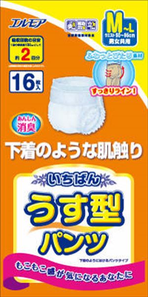 いちばんうす型パンツＭＬ１６枚 カミ商事 大人用オムツ  /h