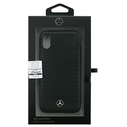 Mercedes iPhoneX専用 カーボン調PUハードケース Dynamic - PU Leather - Hard case iPhone X  MEHCPXSRCFBK /l｜web-twohan