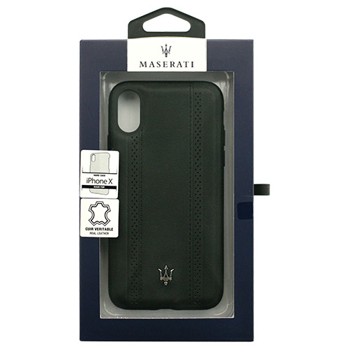 独特な店 MASERATI 公式ライセンス品 iPhoneX専用 本革バックカバー