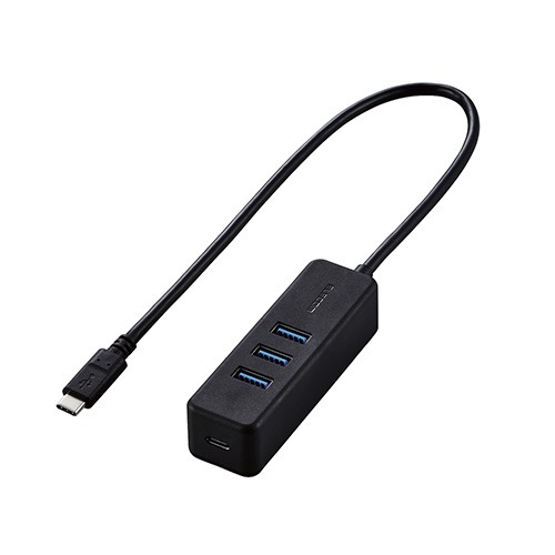 まとめ得 エレコム USB Type C ハブ/USB3.1(Gen1)/USB-Aメス3ポート/PD対応Type-C1ポート/ケーブル30cm/ブラック U3HC-T431P5BK x [2個] /l