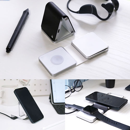まとめ得 HACRAY 2 in 1 折りたたみワイヤレス充電スタンド ホワイト HR-XHK6WH x [2個] /l |  | 04