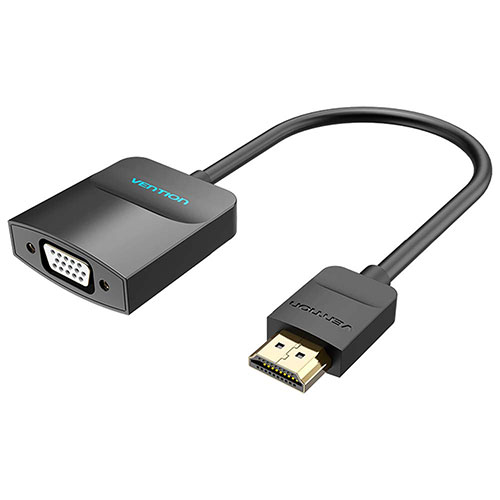 VENTION HDMI to VGA 変換ケーブル 1方向タイプ イヤホンジャック付 給電仕様 0.15m Black 42-2663 /l