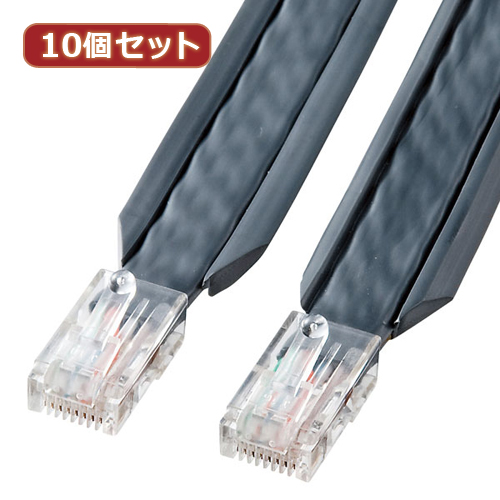 10個セット サンワサプライ アンダーカーペットLANケーブル(グレー・5m) KB-CP5-05X10 /l