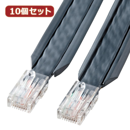 10個セット サンワサプライ アンダーカーペットLANケーブル(グレー・3m) KB-CP5-03X10 /l