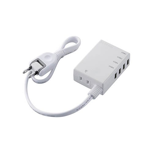 【5個セット】エレコム USBタップ/USBメス×4/AC×1/ケーブル60cm/3.1A/ホワイト MOT-U06-2144WHX5 /l