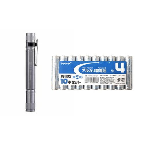 まとめ得 GENTOS フラッシュライト ペンライト フルークス + アルカリ乾電池 単4形10本 LU-101+HDLR03/1.5V10P x [2個] /l