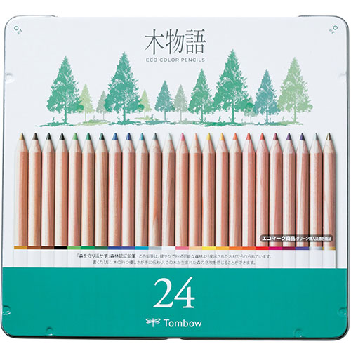 トンボ鉛筆 S木物語 缶入色鉛筆 24色セット Tombow-CB-RS24C /l