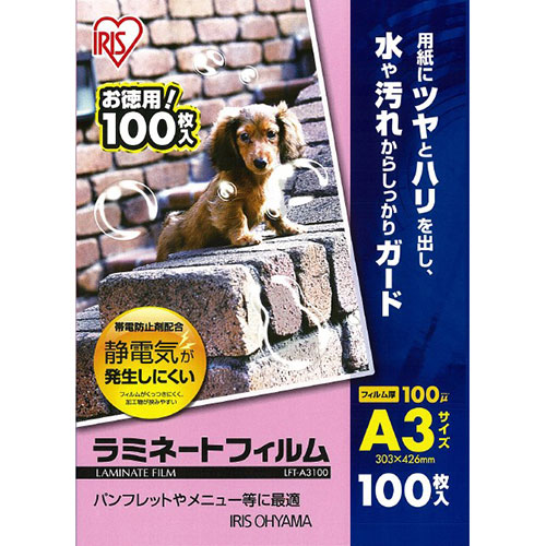 まとめ得 アイリスオーヤマ 帯電防止剤配合ラミネートフィルム 100ミクロン A3 LFT-A3100 x [2個] /l