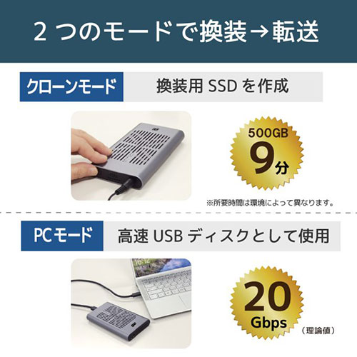ラトックシステム USB3.2 Gen2x2 M.2 SSDケース(クローン機能搭載・NVMe 2台用) RS-ECM2-U32C /l｜web-twohan｜03