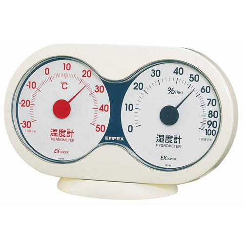 まとめ得 EMPEX 温度・湿度計 アキュート 温度・湿度計 卓上用 TM-2781 オフホワイト×レッド x [3個] /l