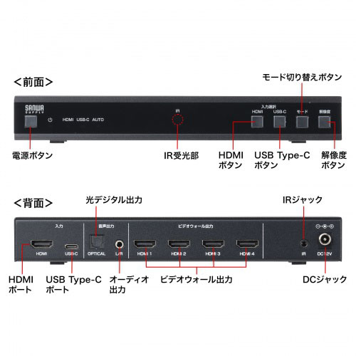 サンワサプライ 4画面ビデオウォールコントローラ 4K対応 ブラック VGA-PHD4VWC /l |  | 05