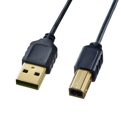まとめ得 サンワサプライ 極細USBケーブル (USB2.0 A-Bタイプ) 1.5m ブラック KU20-SL15BKK x [3個] /l