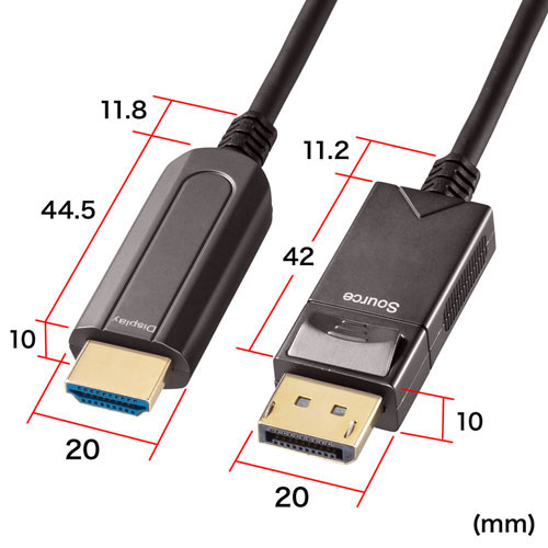 サンワサプライ DisplayPort-HDMI変換光ファイバーケーブルu300010m KC