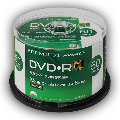 まとめ得 HIDISC データ用 DVD+R DL 片面2層 8.5GB 50枚 8倍速対応 インクジェットプリンタ対応 HDVD+R85HP50 x [2個] /l｜web-twohan