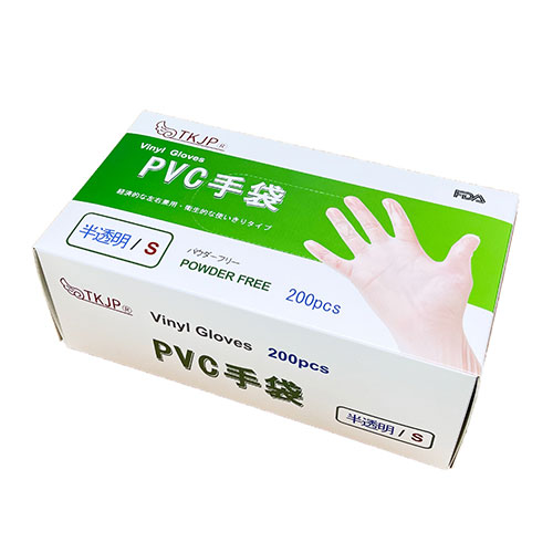 まとめ得 TKJP PVC手袋 左右兼用 衛生的な使いきりタイプ パウダーフリー Sサイズ 2000枚(200枚×10箱) PVC-S-2000 x [4個] /l