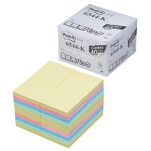 まとめ得 3M Post it ポストイット ノート 業務用パック 4色混色 3M 6544 K x [4個] /l :l3 4549395032495 m:WEB TWOHAN in