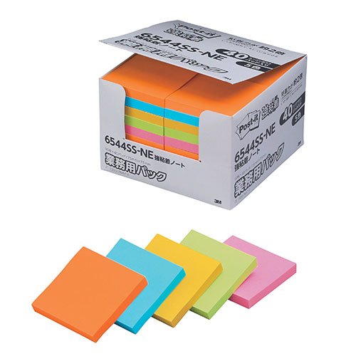 まとめ得 3M Post it ポストイット 強粘着ノート 業務用パック 5色混色 3M 6544SS NE x [4個] /l :l3 4549395032525 m:WEB TWOHAN in