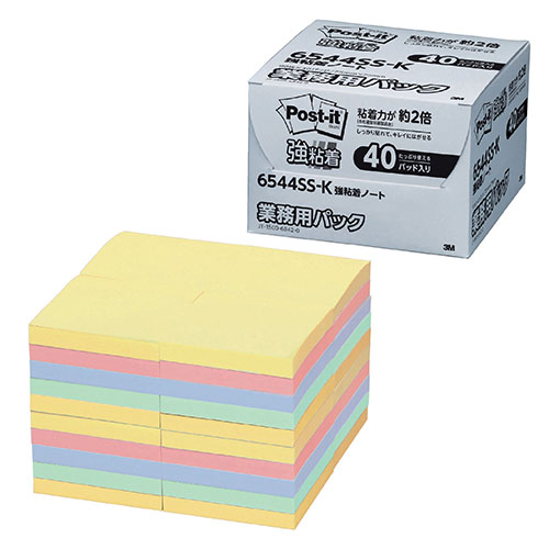 まとめ得 3M Post it ポストイット 強粘着ノート パステルカラー 業務用 4色 3M 6544SS K x [4個] /l :l3 4549395412174 m:WEB TWOHAN in