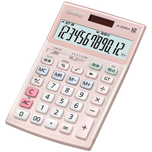 まとめ得 カシオ計算機 CASIO 実務電卓(検算タイプ) ジャストタイプ12桁 ピンク JS-20WKA-PK-N x [4個] /l