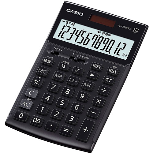 まとめ得 カシオ計算機 CASIO 実務電卓(検算タイプ) ジャストタイプ12桁 ブラック JS-20WKA-BK-N x [4個] /l